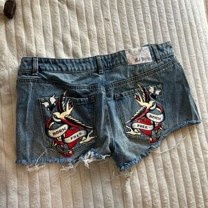 Ed Hardy Low Rise Jean Shorts